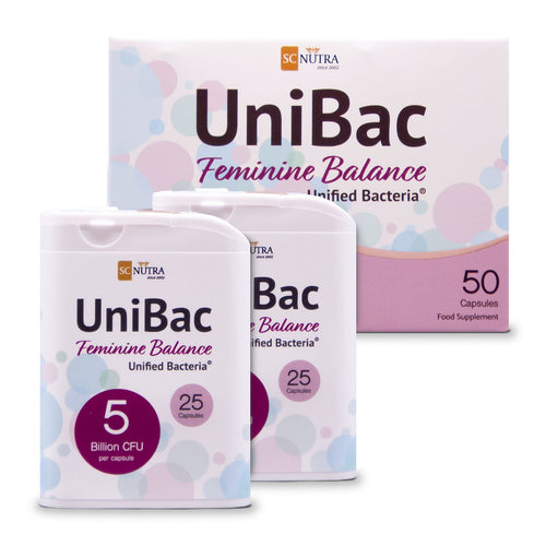 UniBac Feminine Balance Unified Bacteria packaging on a white background