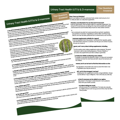 ZPOS008 Leaflet - D-Mannose FAQs A5 (10 Pack)
